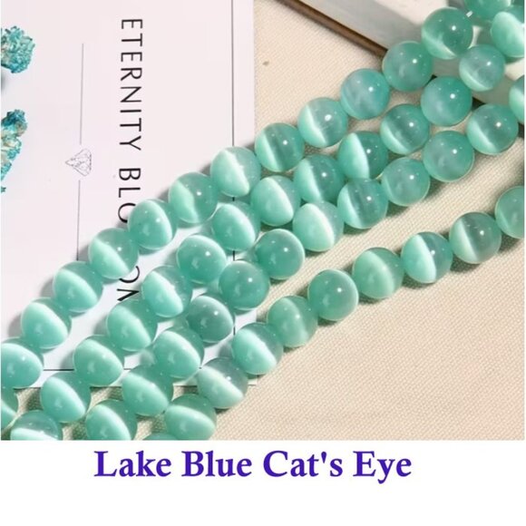 Lake Blue Cat's Eye Beads 6mm - Picture 1 of 2